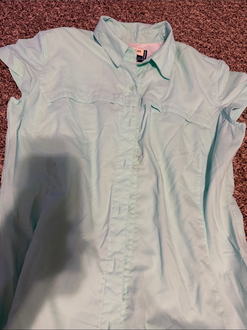 Magellan Outdoors Light Aqua Short Sleeve Button-Down Shirt